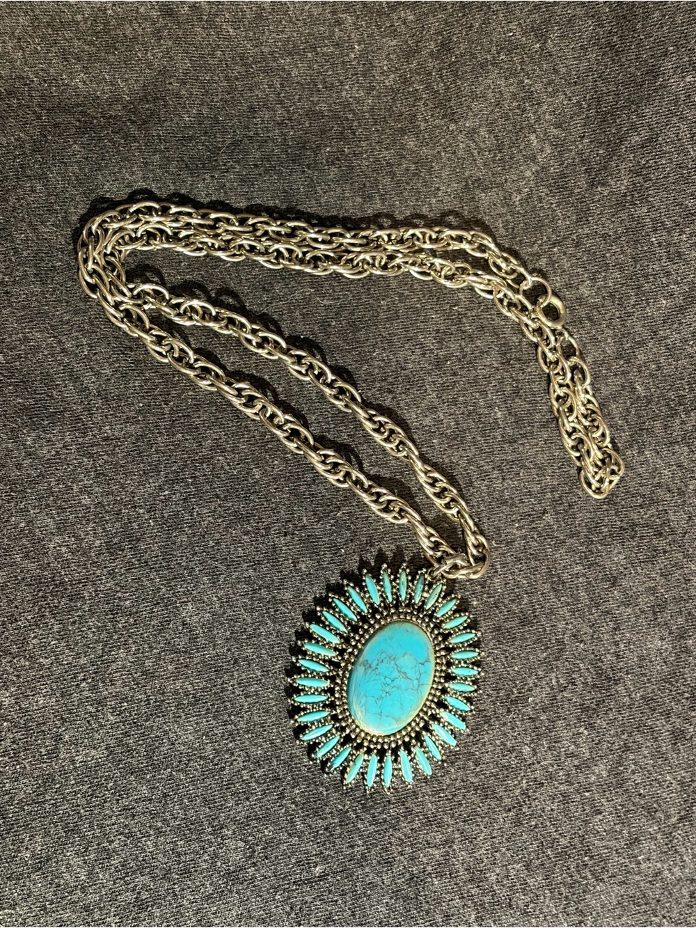 Turquoise Sunburst Pendant Necklace - Women Jewelry